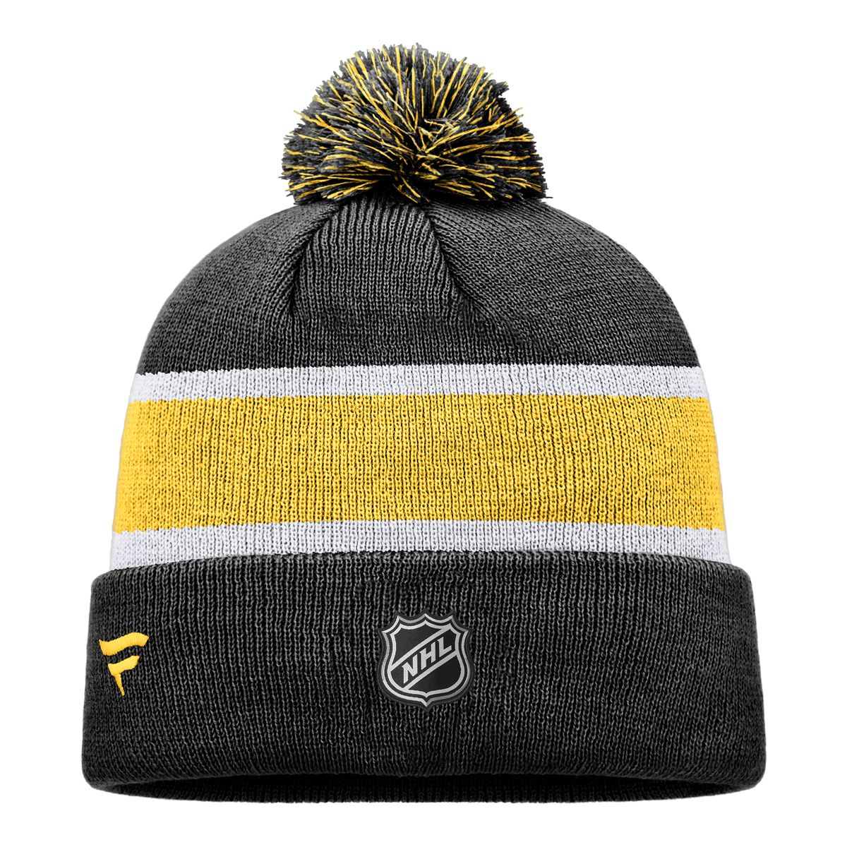Boston Bruins Fanatics Reverse Retro Pom Knit Hat Front_Flat