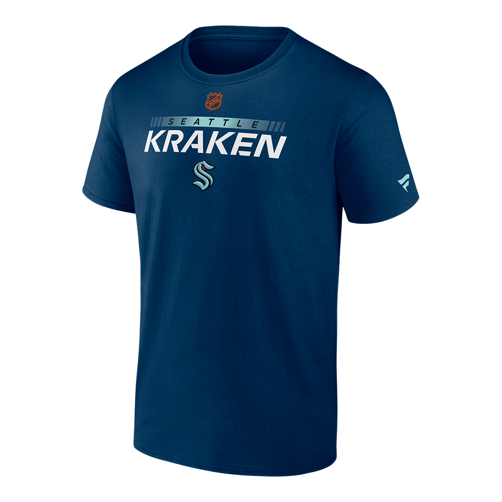 View of a Seattle Kraken logo on a jersey worn by a member of the