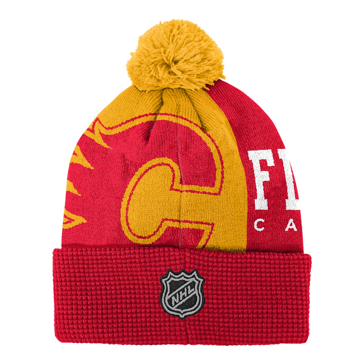 Youth Calgary Flames Outerstuff Impact Cuffed Pom Beanie
