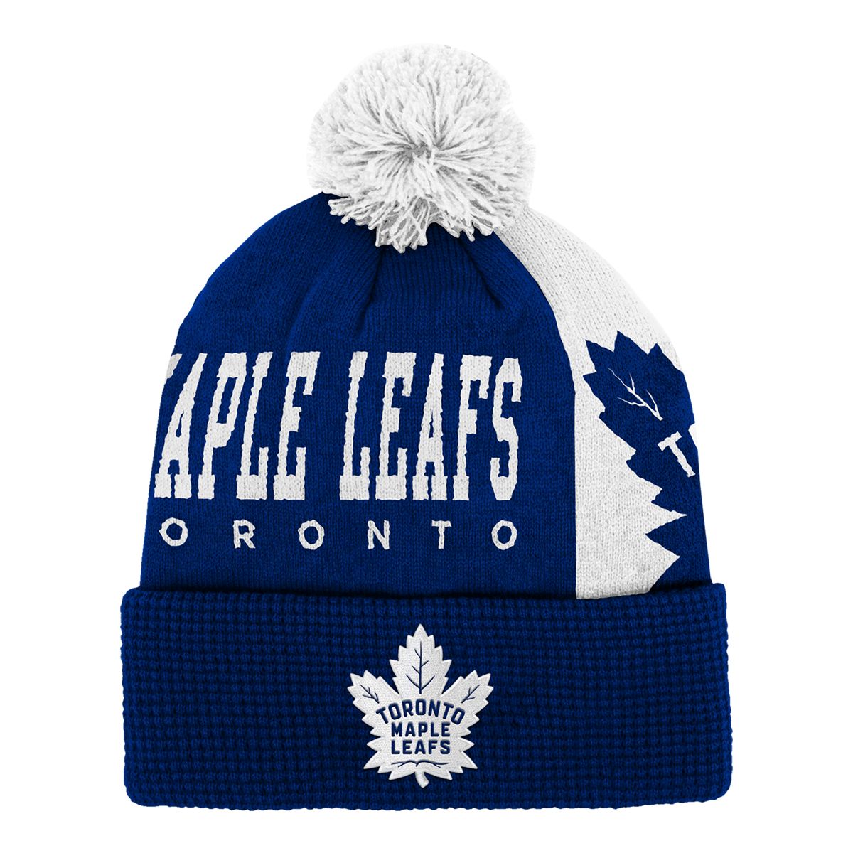 Youth Toronto Maple Leafs Outerstuff Impact Cuffed Pom Beanie