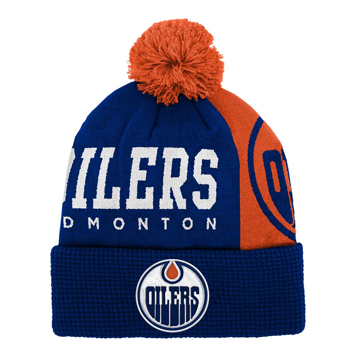 Youth Edmonton Oilers Outerstuff Impact Cuffed Pom Beanie