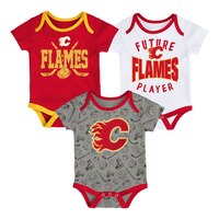 Infant Calgary Flames Outerstuff Full Strength Creeper Set Front_Flat