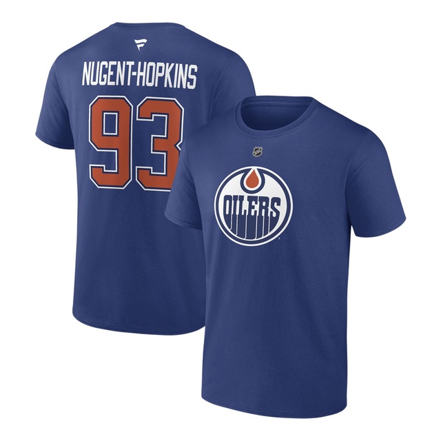Edmonton Oilers Nugent-Hopkins Roy Fanatics Branded Navy Authentic Stack Name and Number T-Shirt