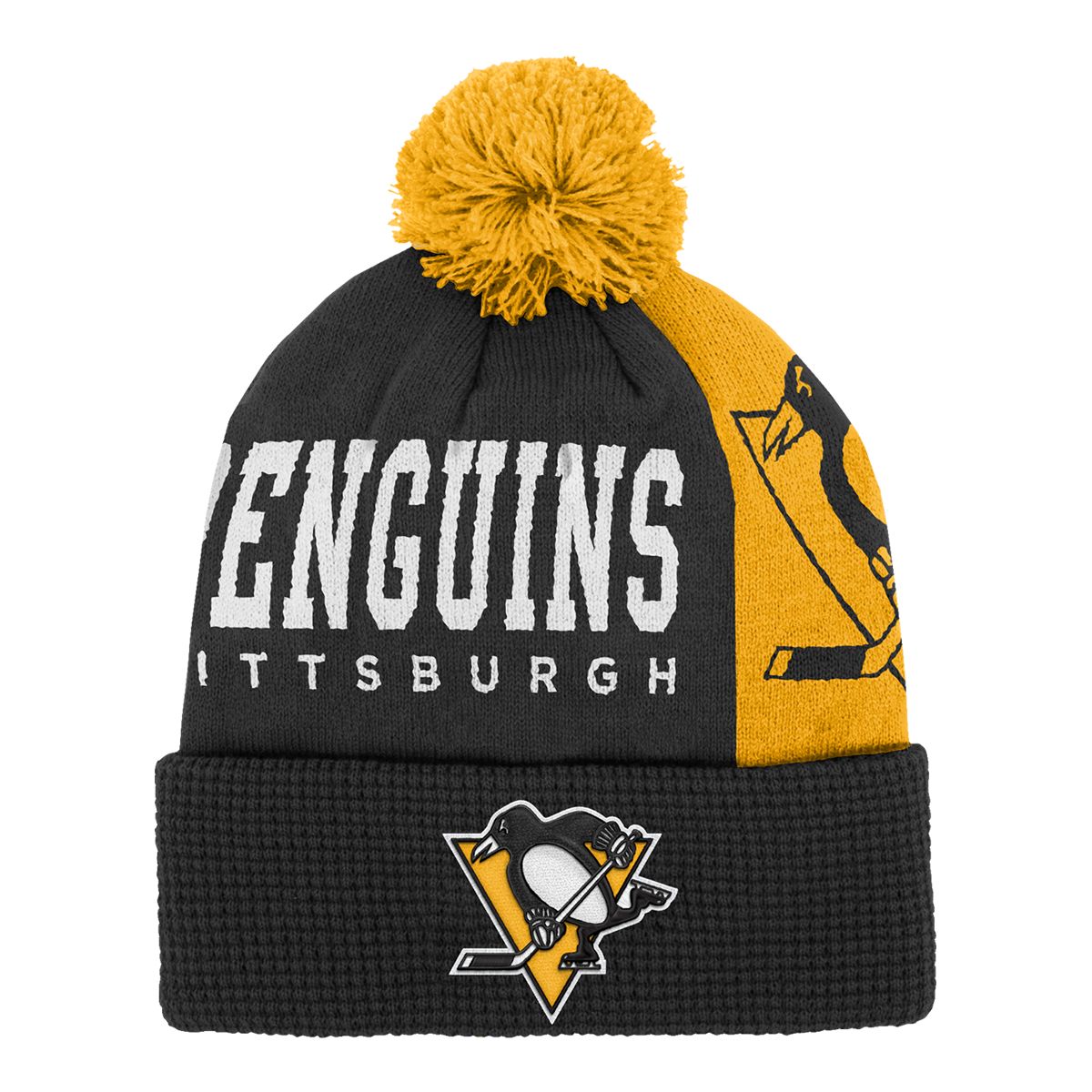 Pittsburgh Penguins Youth Outerstuff Impact Cuffed Pom Knit Hat