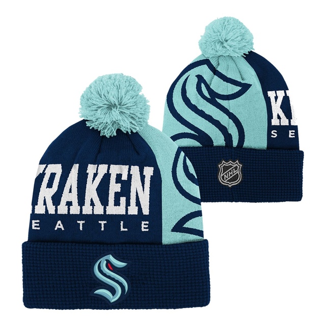 Seattle Kraken Youth Outerstuff Impact Cuffed Pom Knit Hat Composite_or_Mixed
