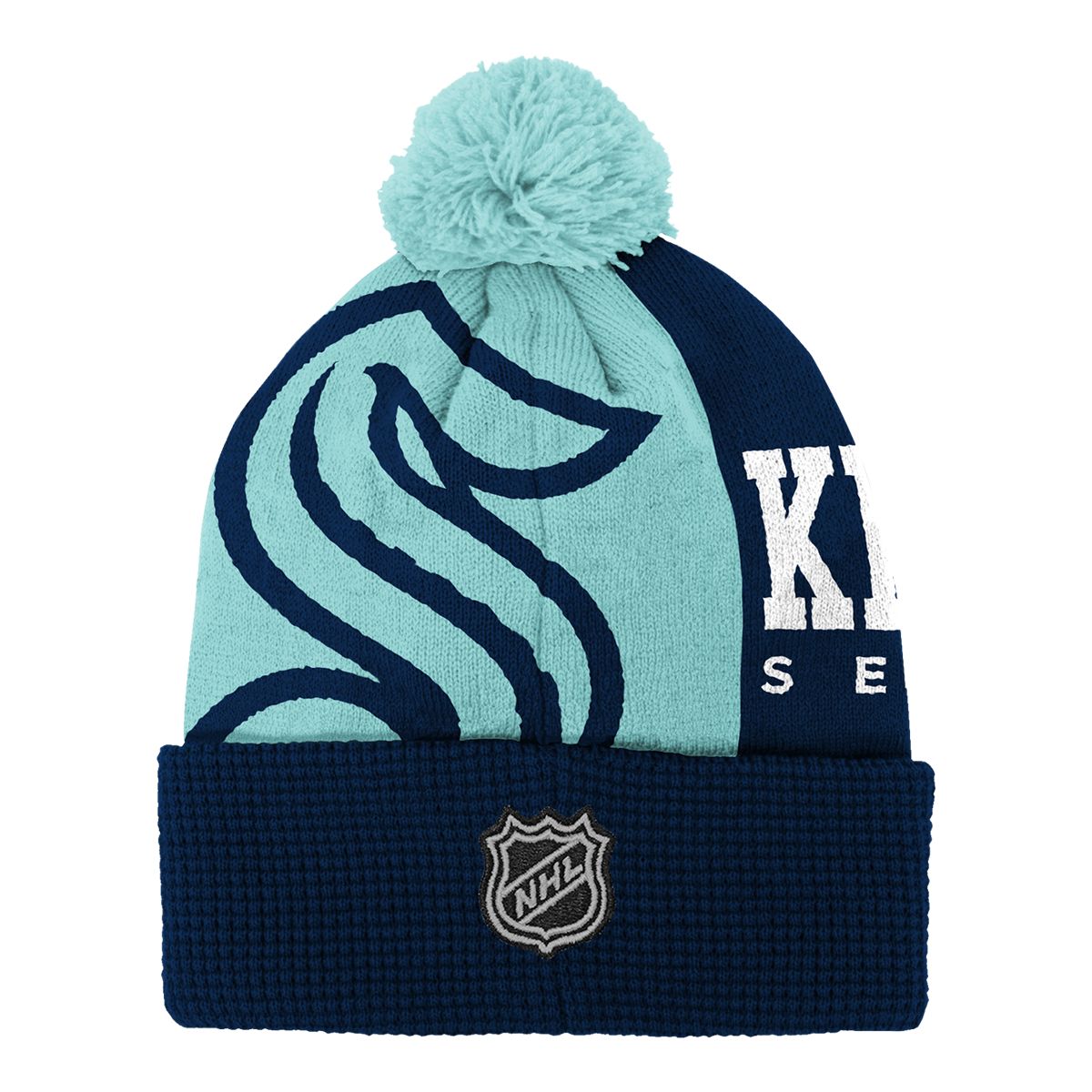 Seattle Kraken Youth Outerstuff Impact Cuffed Pom Knit Hat