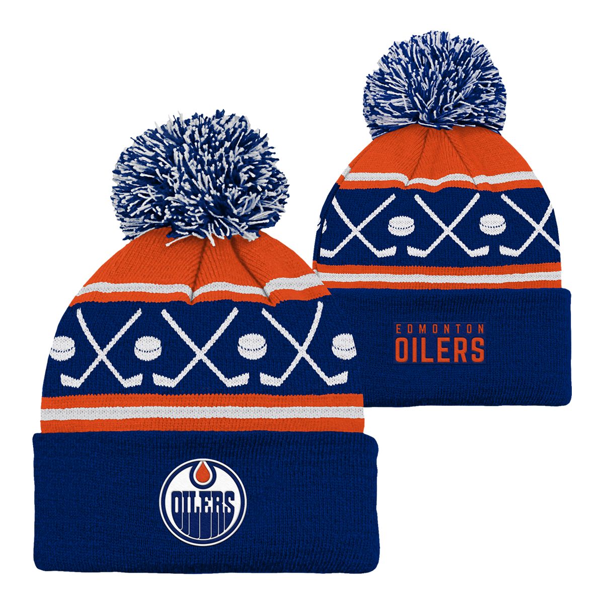 Infant Edmonton Oilers NHL Face Off Cuffed Pom Knit