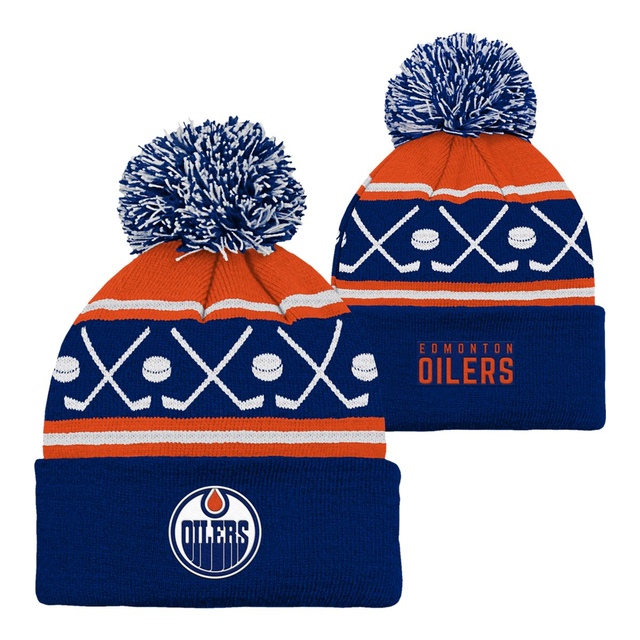 Infant Edmonton Oilers Outerstuff Face Off Cuffed Pom Knit