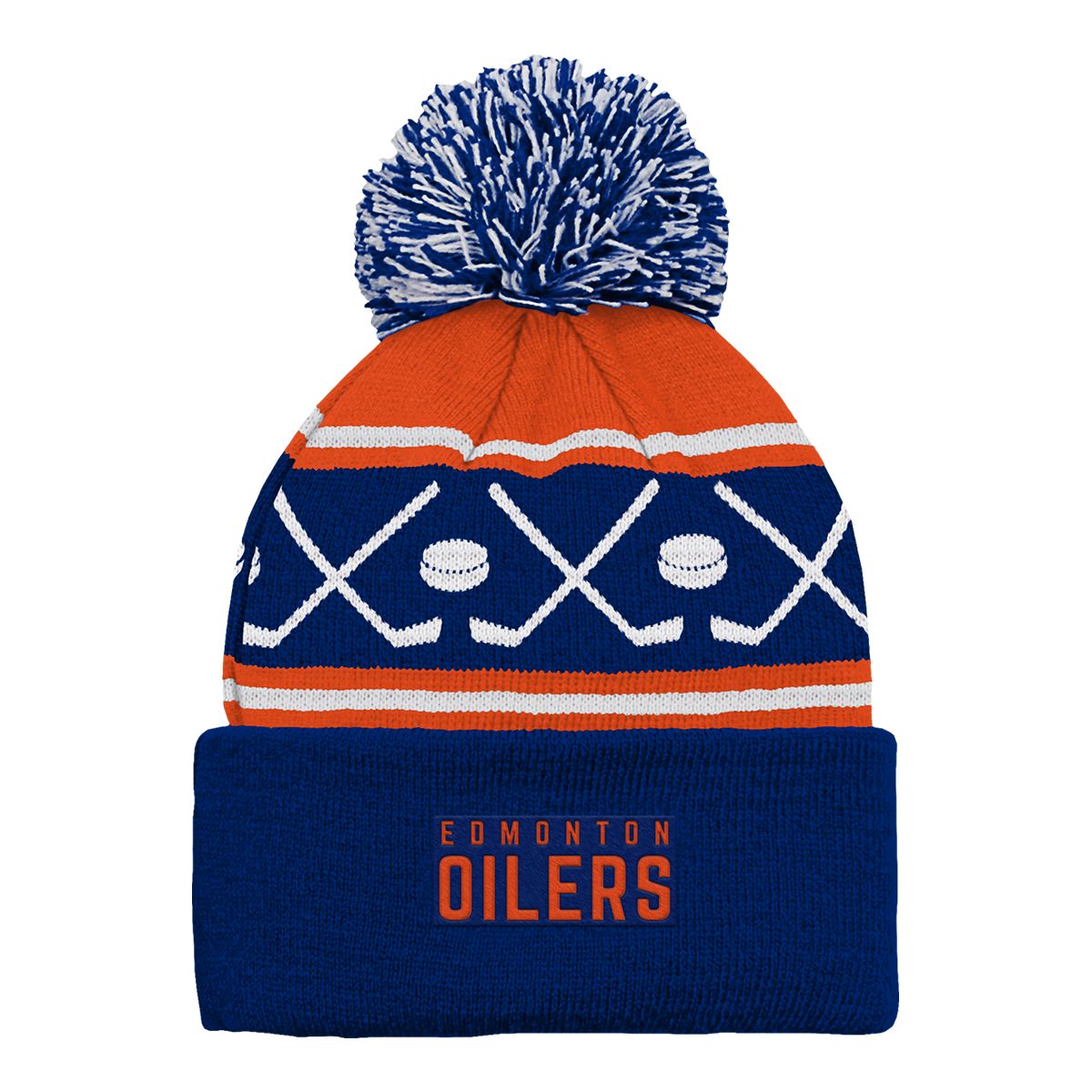 Infant Edmonton Oilers NHL Face Off Cuffed Pom Knit