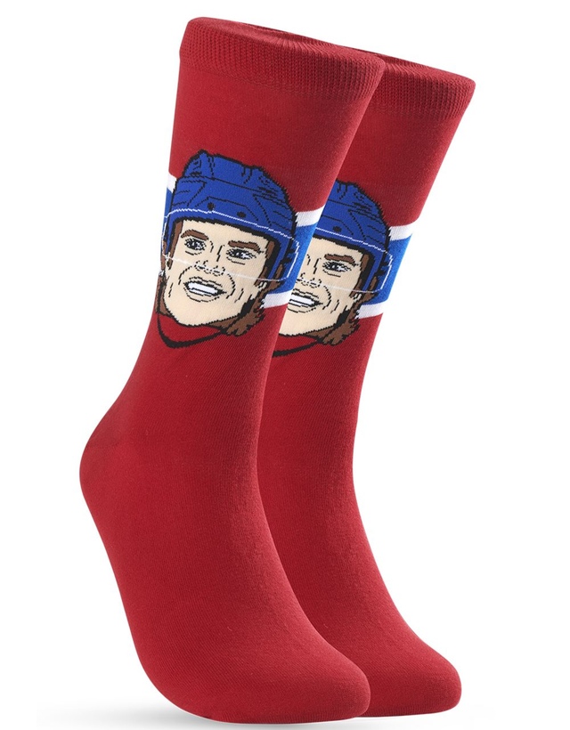 Montreal Canadiens Grosnor Cole Caufield MLS Player Socks Front_Three_Fourths_Angled_Right
