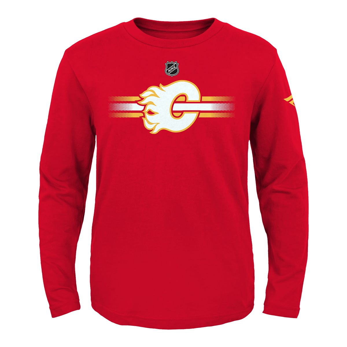 Youth Calgary Flames Outerstuff Apro Logo Long Sleeve T Shirt