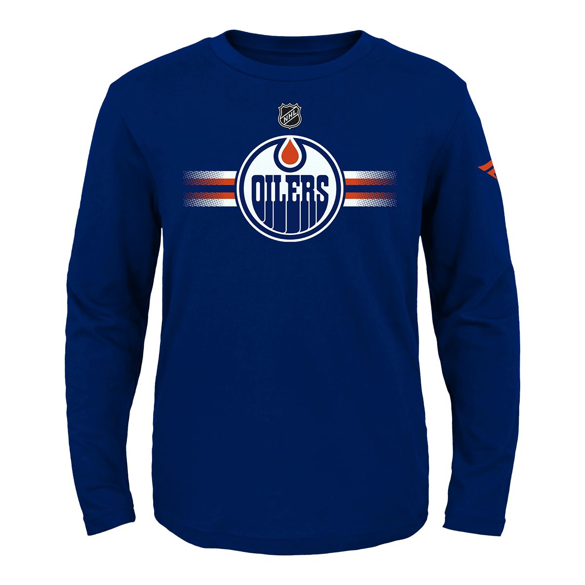 Youth Edmonton Oilers Outerstuff Apro Logo Long Sleeve T Shirt | SportChek