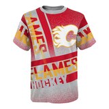 Youth Calgary Flames Outerstuff Upper Hand Jersey T Shirt Front_Flat