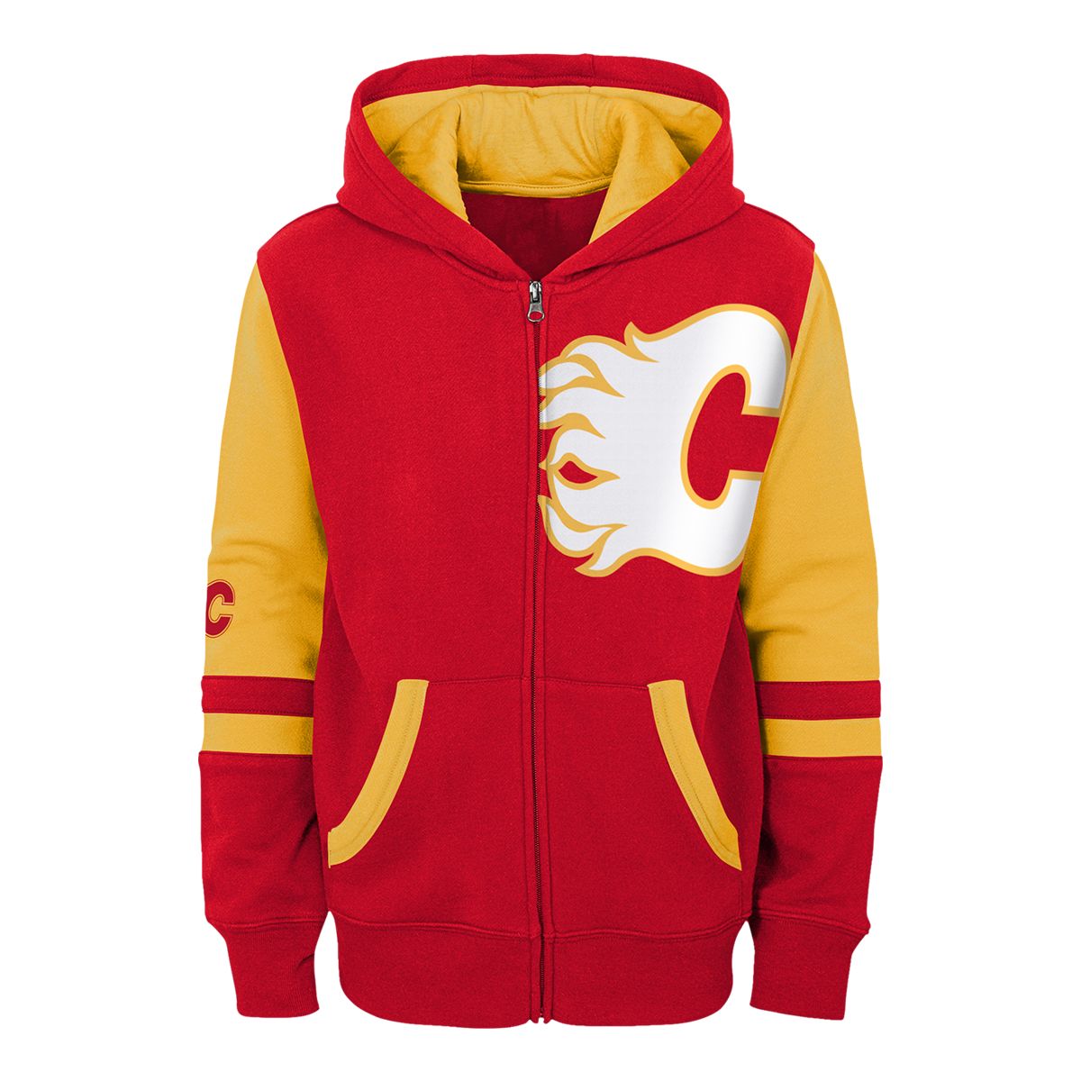 Youth Calgary Flames Outerstuff Face Off Full Zip Hoodie