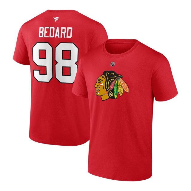Chicago Blackhawks Fanatics Connor Bedard Authentic Stack T Shirt