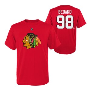 Youth Chicago Blackhawks NHL Team Bedard Name and Number Short Sleeve Tee