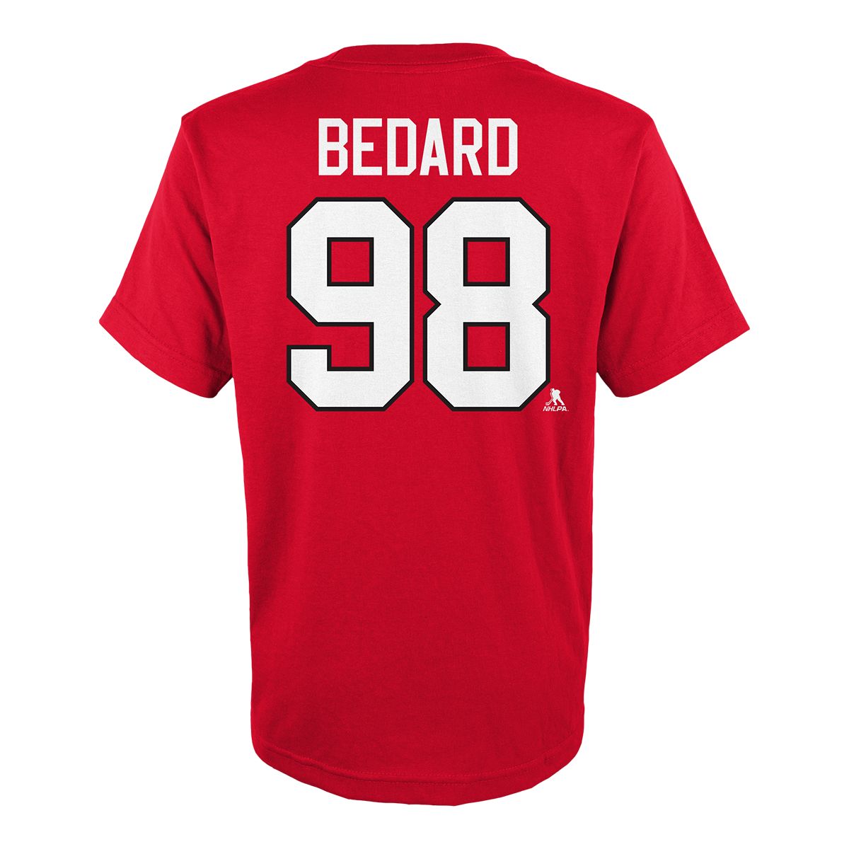 Youth Chicago Blackhawks NHL Team Bedard Name and Number Short Sleeve Tee