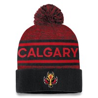 Calgary Flames Fanatics Authentic Pro Alternate Cuffed Pom Knit Front_Flat