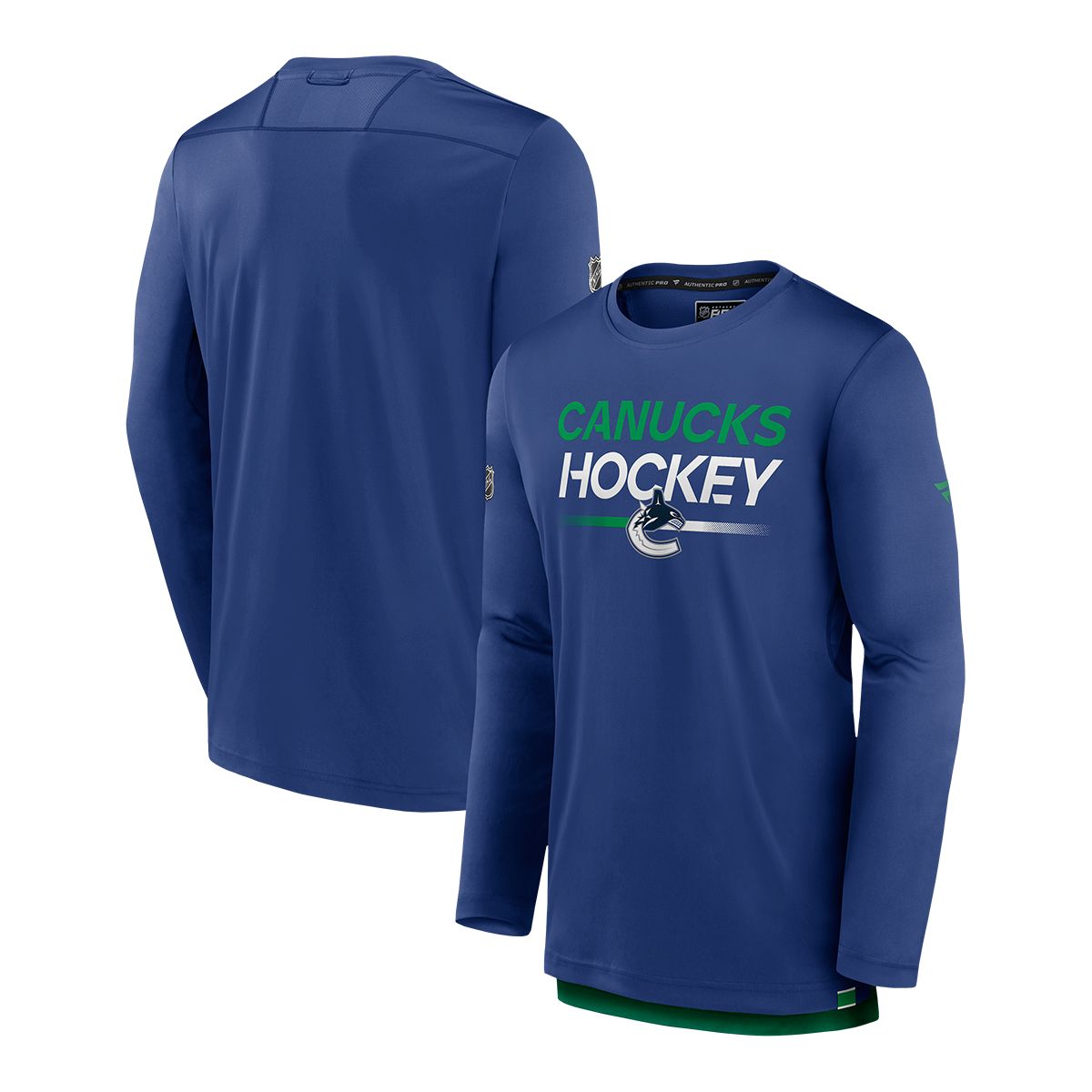 Vancouver Canucks Fanatics Authentic Pro Rink Tech Long Sleeve T Shirt