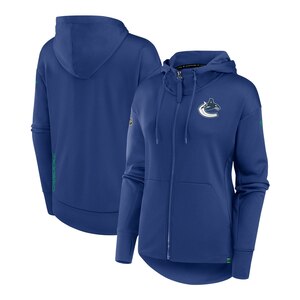 Vancouver Canucks Fanatics Women's Authentic Pro Rink Fleece Full Zip Hoodie Blue