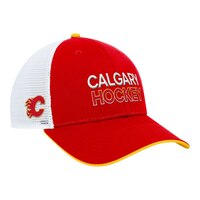 Calgary Flames Fanatics Authentic Pro Rink Structured Trucker Cap Front_Three_Fourths_Angled_Right