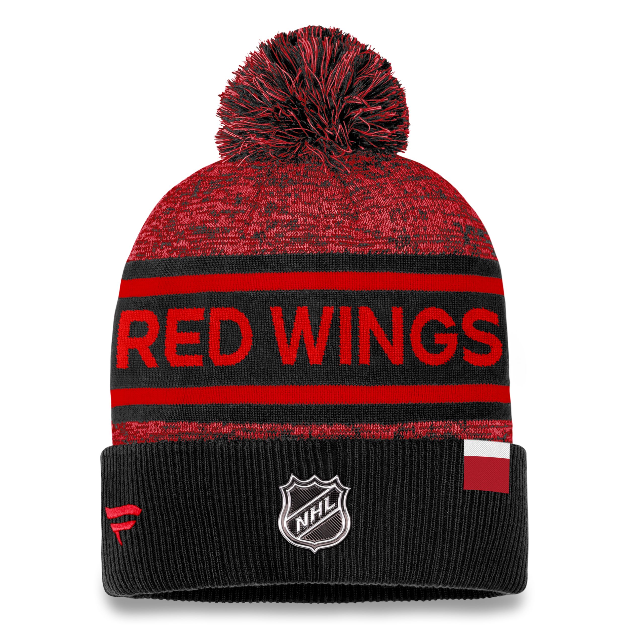 Detroit Red Wings Fanatics Authentic Pro Heathered Cuffed Pom Knit