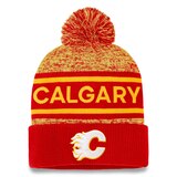 Calgary Flames Fanatics Authentic Pro Heathered Cuffed Pom Knit Front_Flat