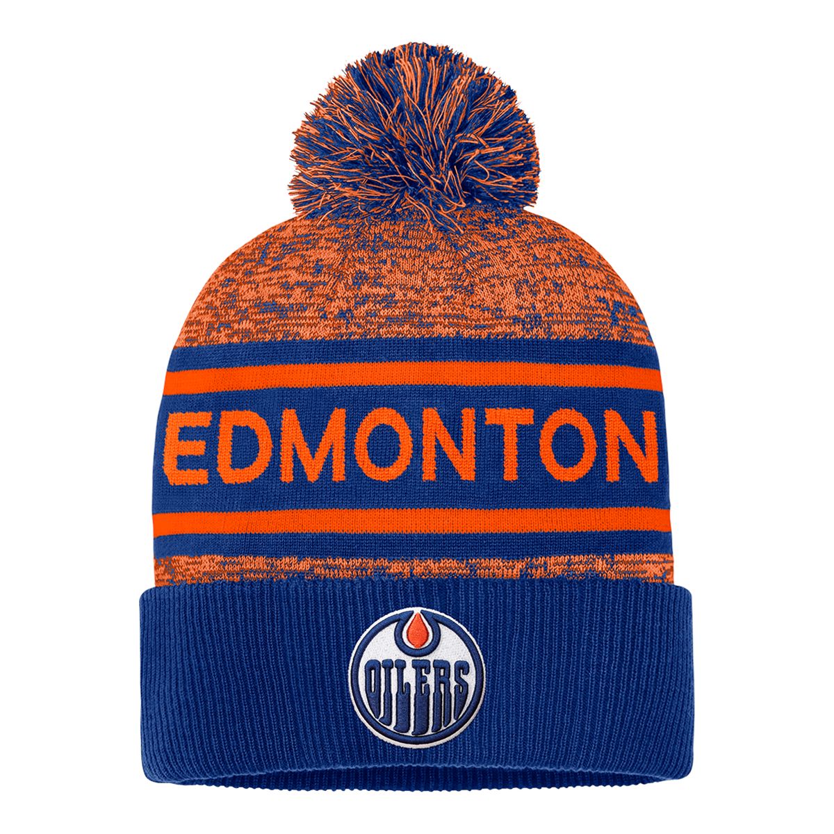 Edmonton Oilers Fanatics Authentic Pro Heathered Cuffed Pom Knit
