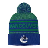 Vancouver Canucks Fanatics Men's Auth Pro Rink Heathered Cuffed Pom Beanie Front_Flat