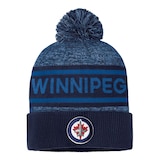 Winnipeg Jets Fanatics Men's Authentic Pro Heathered Cuffed Pom Knit Hat Front_Flat