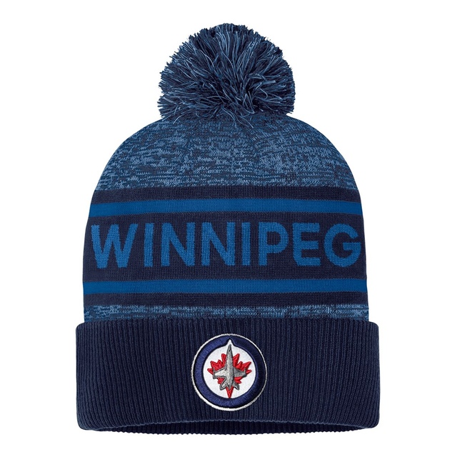Winnipeg Jets Fanatics Authentic Pro Heathered Cuffed Pom Knit Front_Flat