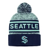 Seattle Kraken Fanatics Men's Authentic Pro Heathered Cuffed Pom Knit Hat Front_Flat