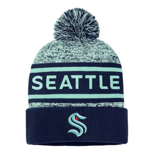 Seattle Kraken Fanatics Authentic Pro Heathered Cuffed Pom Knit