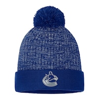 Vancouver Canucks Fanatics Women's Authentic Pro Road Cuffed Pom Knit Hat Front_Flat
