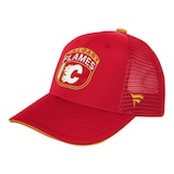 Youth Calgary Flames Outerstuff Draft Structured Mesh Cap Front_Three_Fourths_Angled_Left