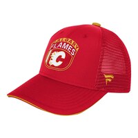 Youth Calgary Flames Outerstuff Draft Structured Mesh Cap Front_Three_Fourths_Angled_Left