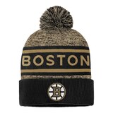 Boston Bruins Fanatics Men's Authentic Pro Heathered Cuffed Pom Knit Hat Front_Flat