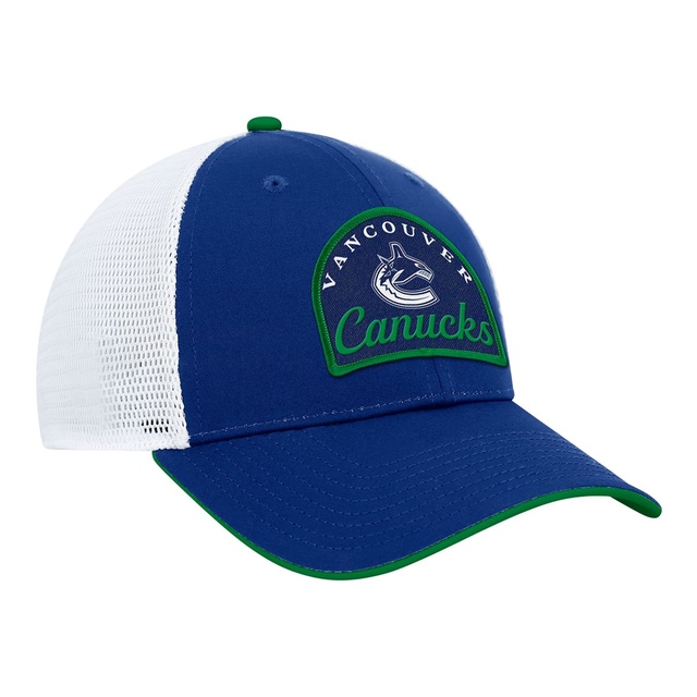Vancouver Canucks Fanatics Fundamental Structured Trucker Cap Front_Three_Fourths_Angled_Right