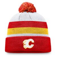 Calgary Flames Fanatics Fundamental Cuffed Pom Knit Front_Flat
