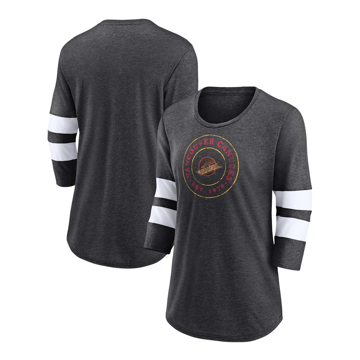 Fanatics Vancouver Canucks Women's One Timer 3/4 Sleeve Hockey T-Shirt