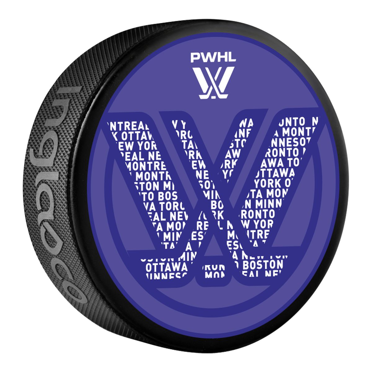 PWHL In Glas Co Souvenir Hockey Puck