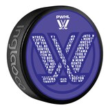 Professional Women's Hockey League PWHL In Glas Co Souvenir Hockey Puck Front_Angled_Right