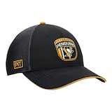 Pittsburgh Penguins Fanatics Men's Authentic Pro Draft Structured Trucker Cap Front_Three_Fourths_Angled_Right