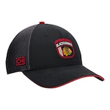 Chicago Blackhawks Fanatics Men's Authentic Pro Draft Structured Trucker Cap Front_Three_Fourths_Angled_Right