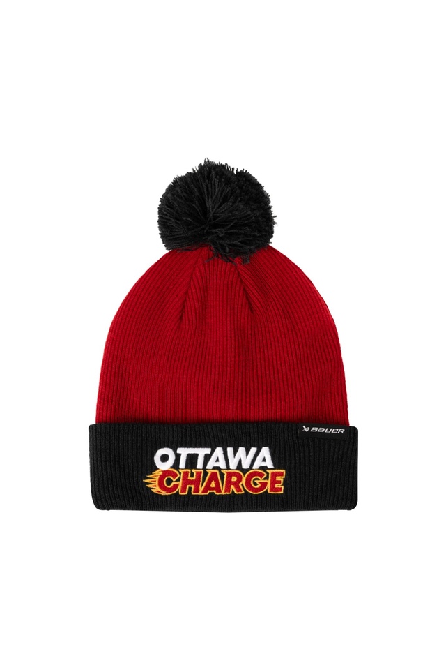 PWHL Ottawa Charge Bauer Senior Knit Pom Hat Front_Flat