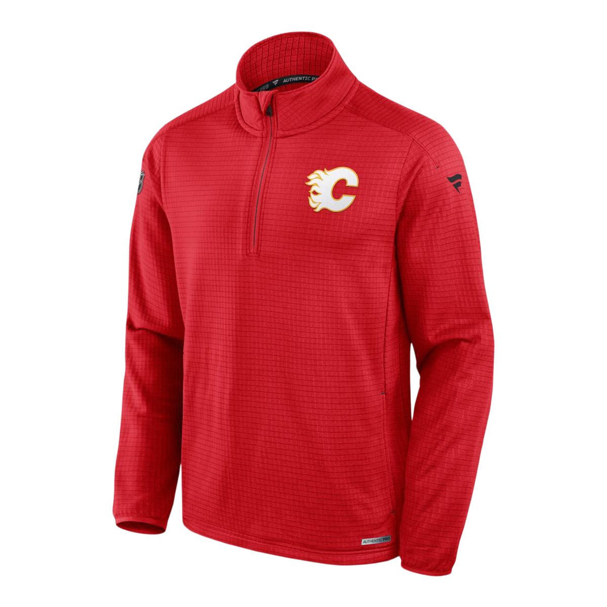 Fanatics Calgary Flames Authentic Pro Rink Low 1/4 Zip Long Sleeve Top