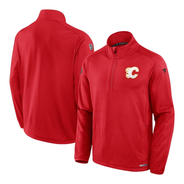Fanatics Calgary Flames Authentic Pro Rink Low 1/4 Zip Long Sleeve Top