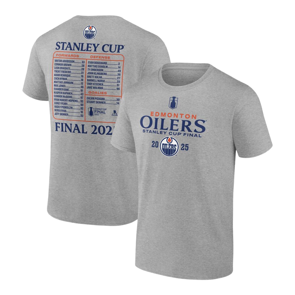 Edmonton Oilers Fanatics 2025 Stanley Cup Final Roster T-shirt