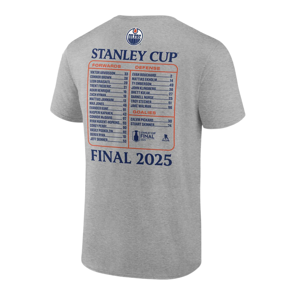 Edmonton Oilers Fanatics 2025 Stanley Cup Final Roster T-shirt