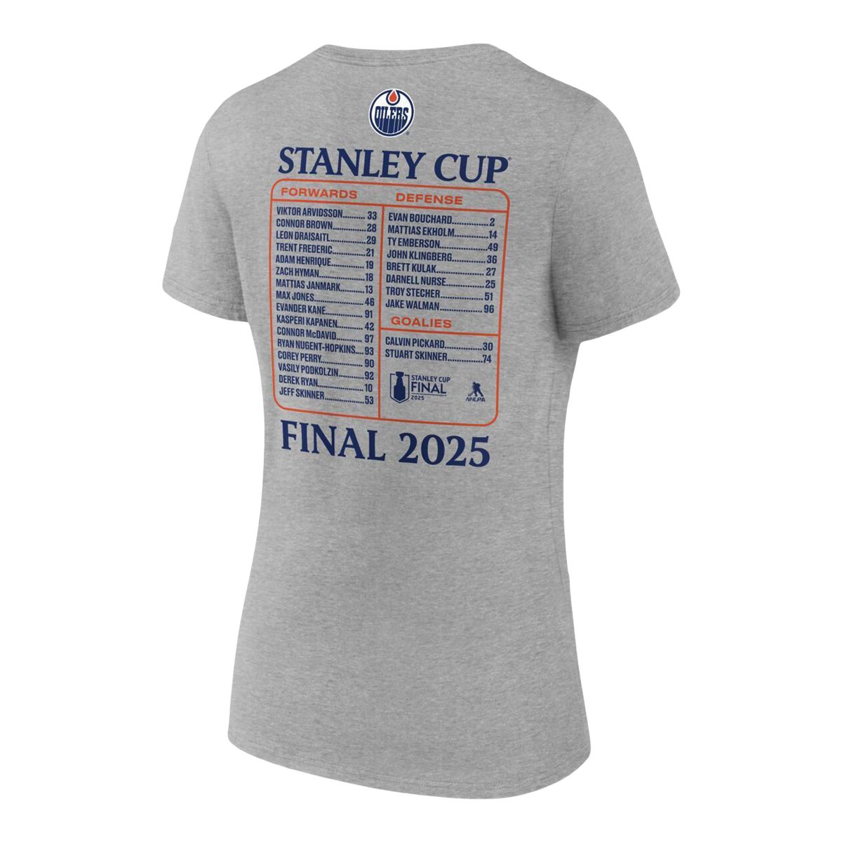 Edmonton Oilers Fanatics Women's 2025 Stanley Cup Final Roster T-shirt